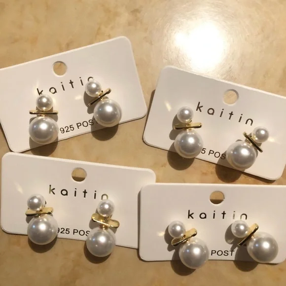 Multifunction Faux Pearl Earrings - Picture 5 of 7